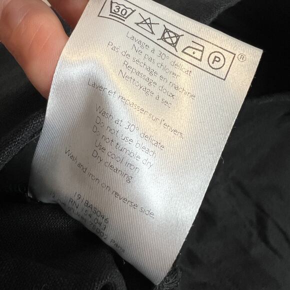 Sezane Pants Womens FR 40 US 8 Black Linen Blend High Rise Wide Leg Trouser - Picture 11 of 14